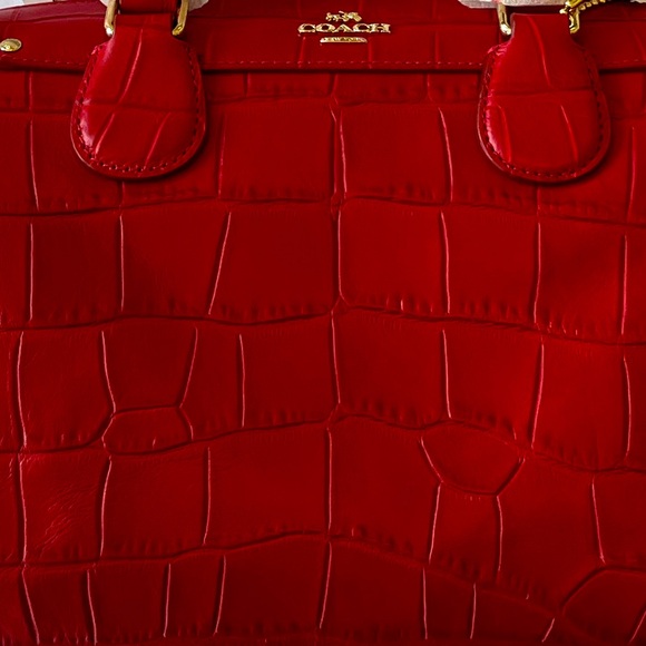 Coach Mini Bennett Satchel | Red Croc Embossed Leather | NWT - Picture 4 of 7